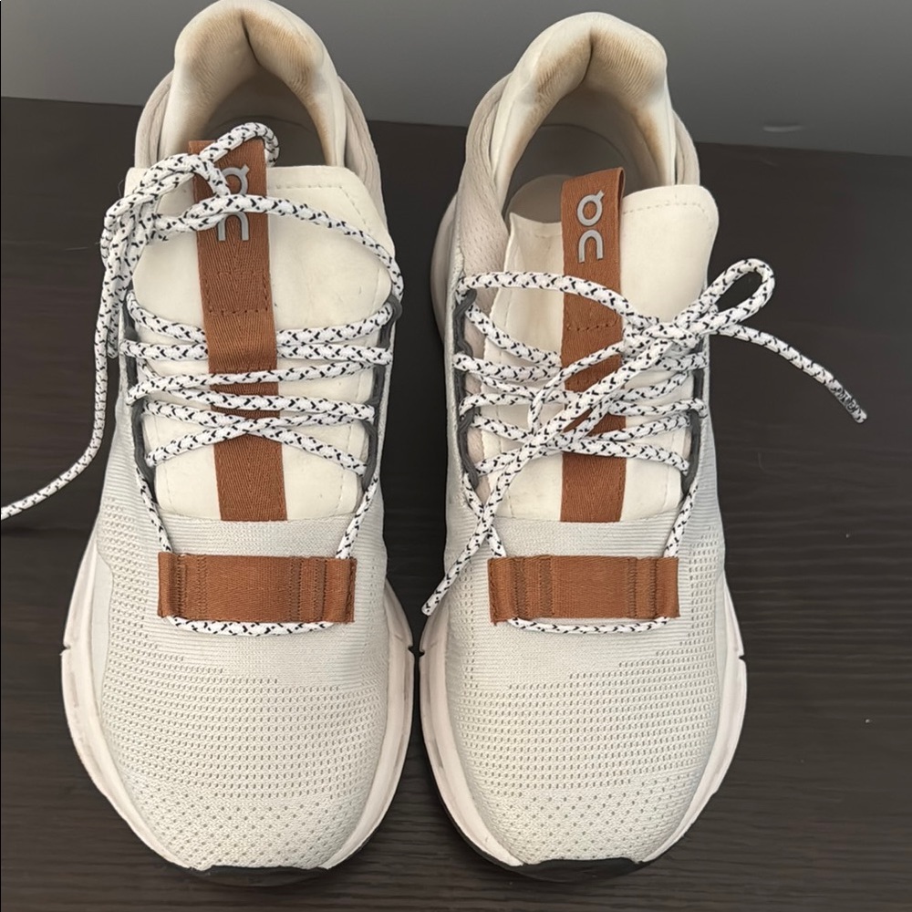 On Running Cloudnova Cream Sneakers with Brown Accents
